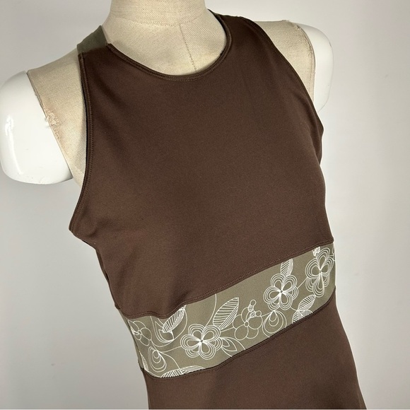 LOLE Sports Dress Stretch Antibacterial Wicking Sleeveless Brown Built-in Bra L - Picture 3 of 11